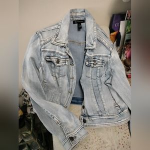 INC distressed jean jacket with sequin patches XL
